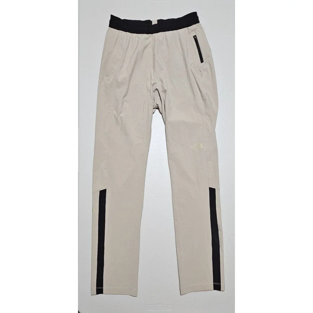 The North Face Essential Pant Mens S Outdoor Stretch TNF Running Zip Ankle Beige
